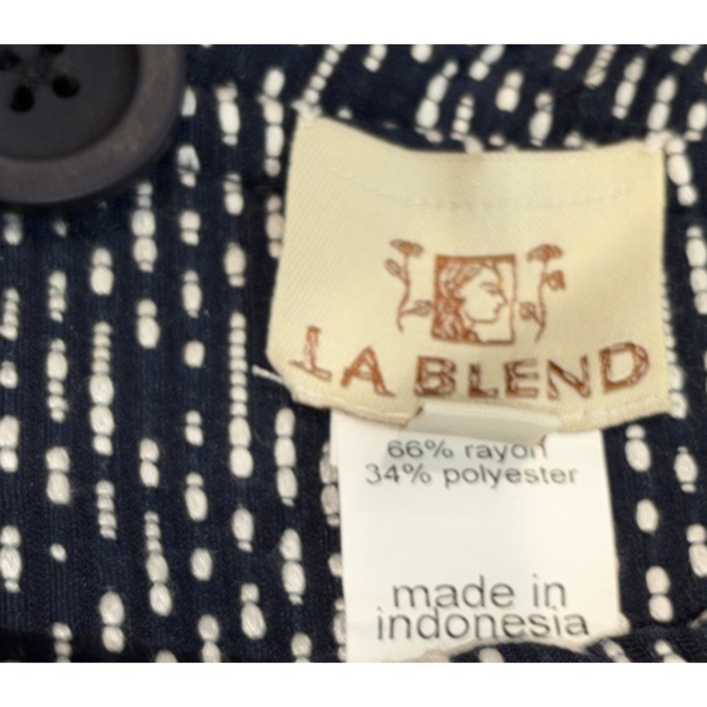 NEW La Blend Chevron Long Jacket Sz M Navy White Long Sleeve Reversible Pockets - Picture 6 of 12